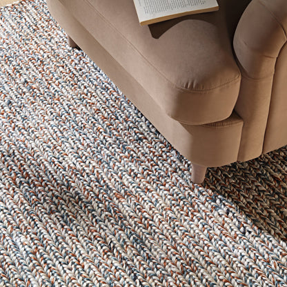 Tapis en jute tressé à la main Aurora bronze et bleu sarcelle