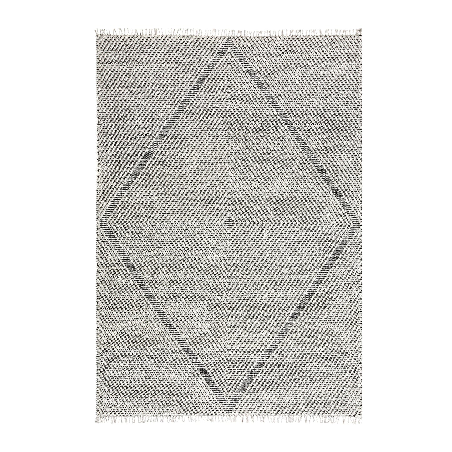 Tapis en laine à pompons diamantés sel et poivre tissé à la main Avanti