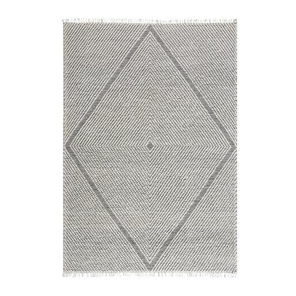 Tapis en laine à pompons diamantés sel et poivre tissé à la main Avanti