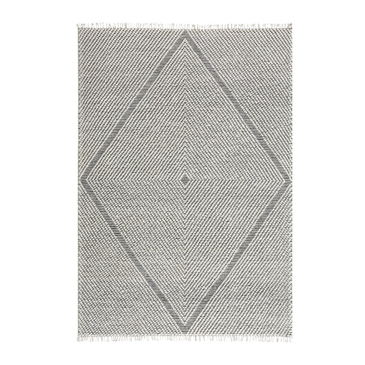 Tapis en laine à pompons diamantés sel et poivre tissé à la main Avanti