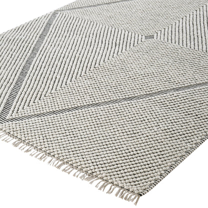 Tapis en laine à pompons diamantés sel et poivre tissé à la main Avanti