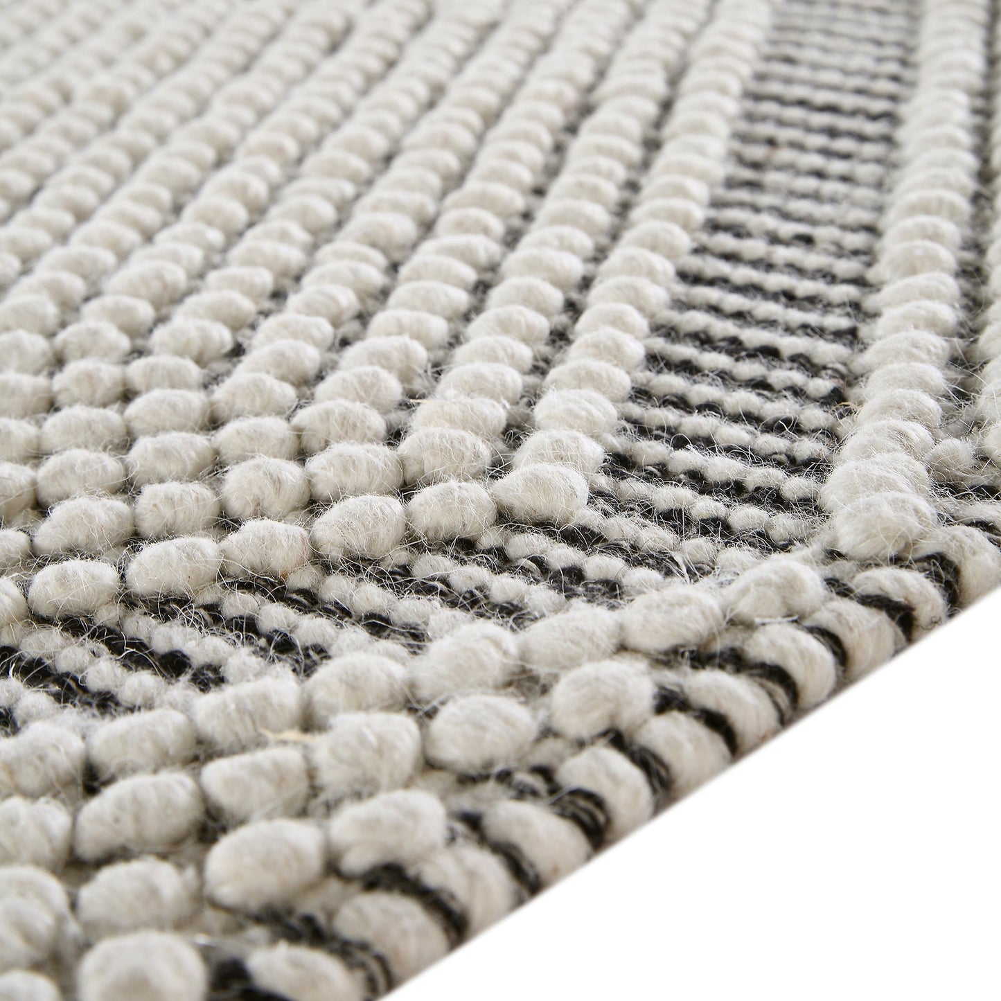 Tapis en laine à pompons diamantés sel et poivre tissé à la main Avanti