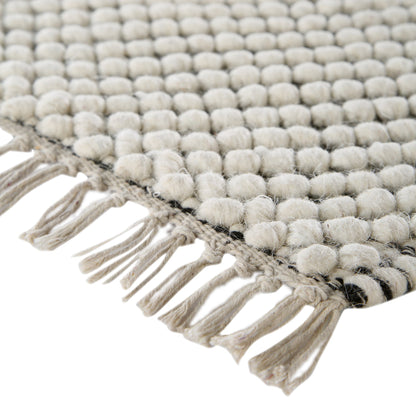 Tapis en laine à pompons diamantés sel et poivre tissé à la main Avanti