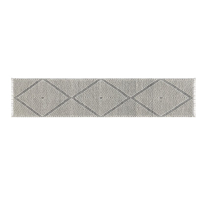 Tapis de couloir en laine à pompons diamantés sel et poivre tissé à la main Avanti
