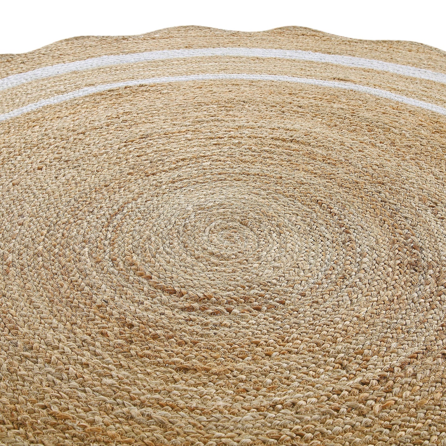 Tapis rond festonné en jute tressé à la main Evie