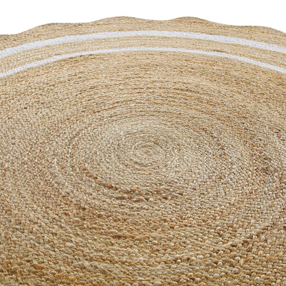 Tapis rond festonné en jute tressé à la main Evie