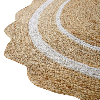 Tapis rond festonné en jute tressé à la main Evie