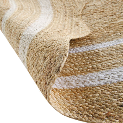 Tapis rond festonné en jute tressé à la main Evie