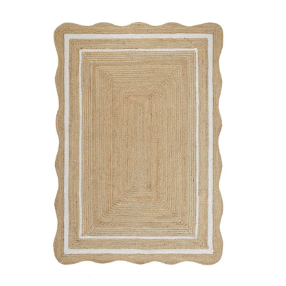 Tapis rectangulaire festonné en jute tressé à la main Evie