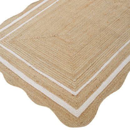 Tapis rectangulaire festonné en jute tressé à la main Evie