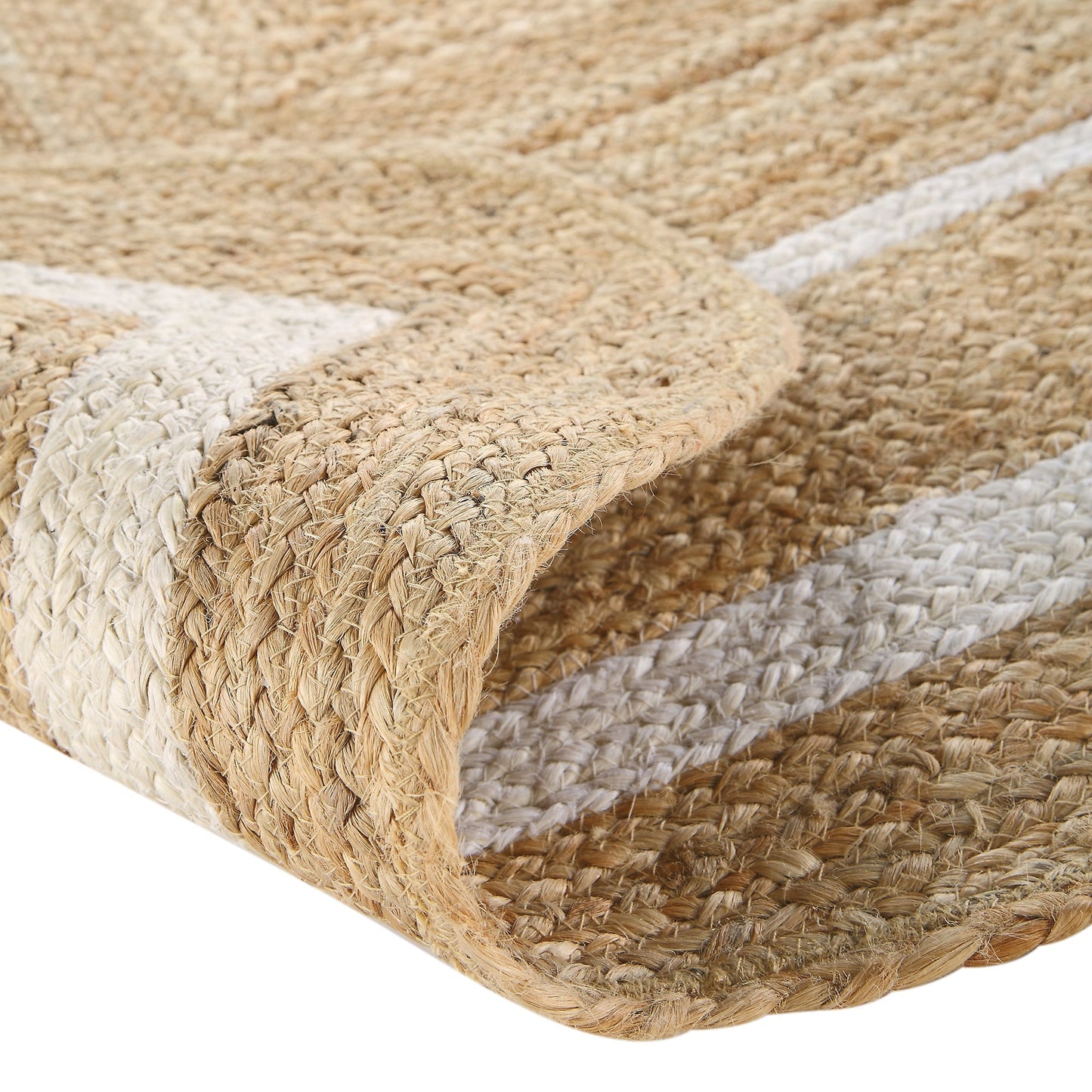 Tapis rectangulaire festonné en jute tressé à la main Evie