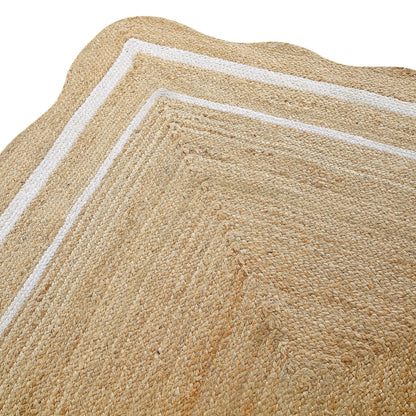 Tapis rectangulaire festonné en jute tressé à la main Evie