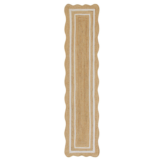 Tapis festonné en jute tressé à la main Evie