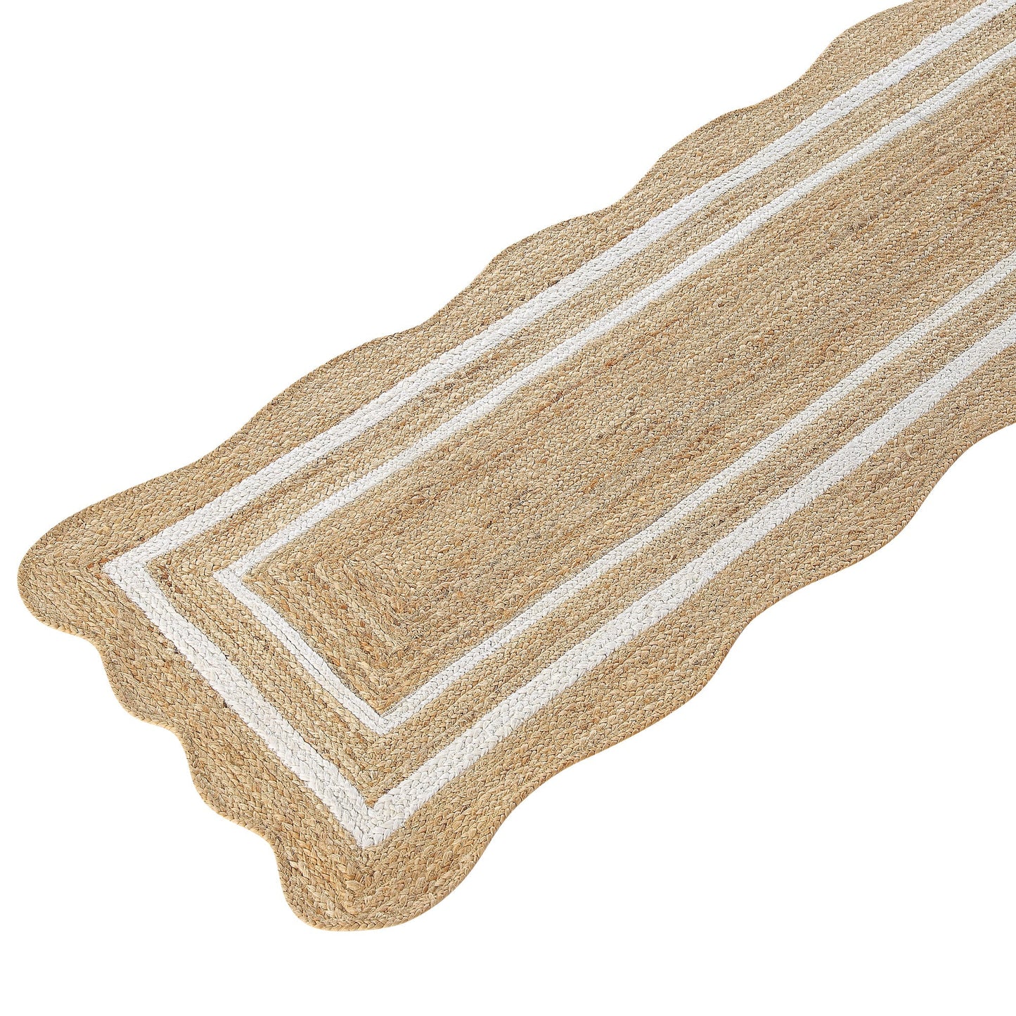Tapis festonné en jute tressé à la main Evie