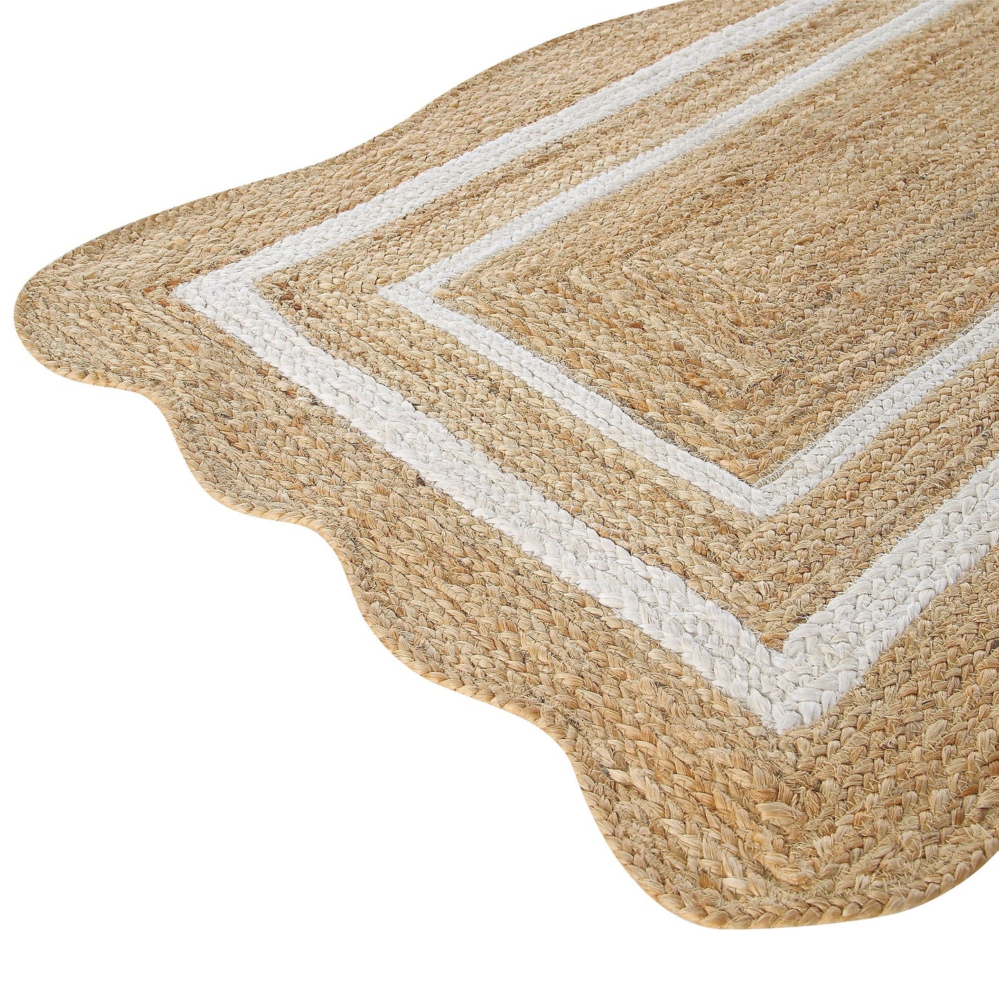 Tapis festonné en jute tressé à la main Evie