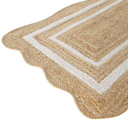 Tapis festonné en jute tressé à la main Evie