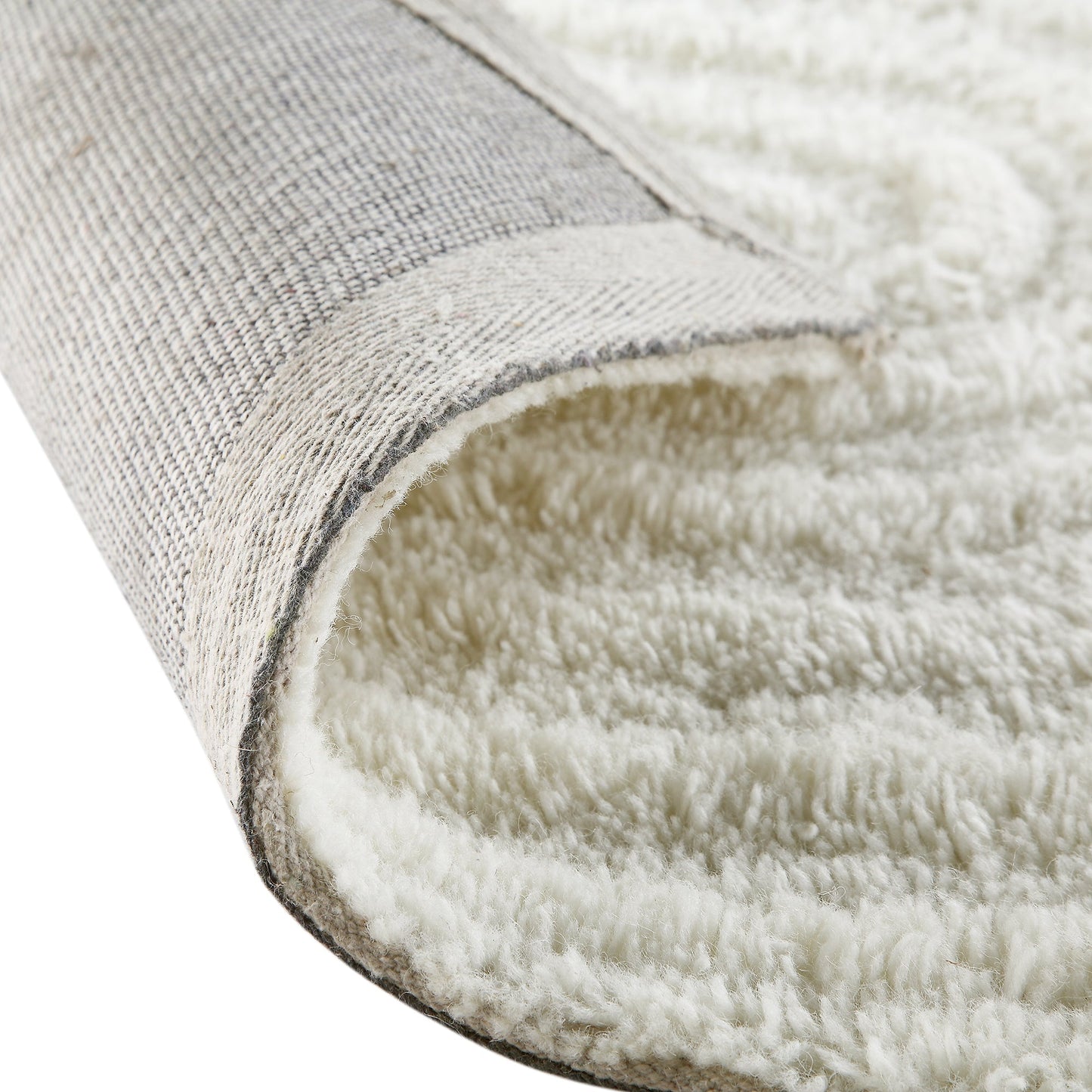 Tapis de couloir Geo Curve en laine de Nouvelle-Zélande touffetée à la main, couleur crème