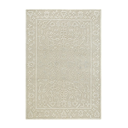 Tapis en laine crème touffeté à la main et texturé Lourdes