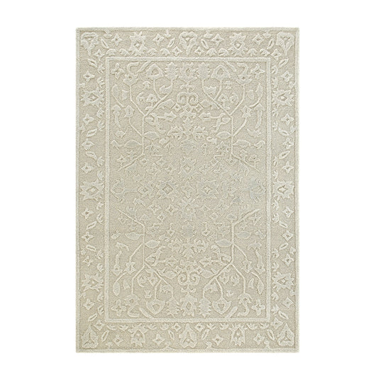 Tapis en laine crème touffeté à la main et texturé Lourdes