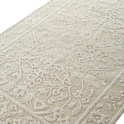 Tapis en laine crème touffeté à la main et texturé Lourdes