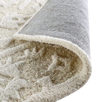 Tapis en laine crème touffeté à la main et texturé Lourdes