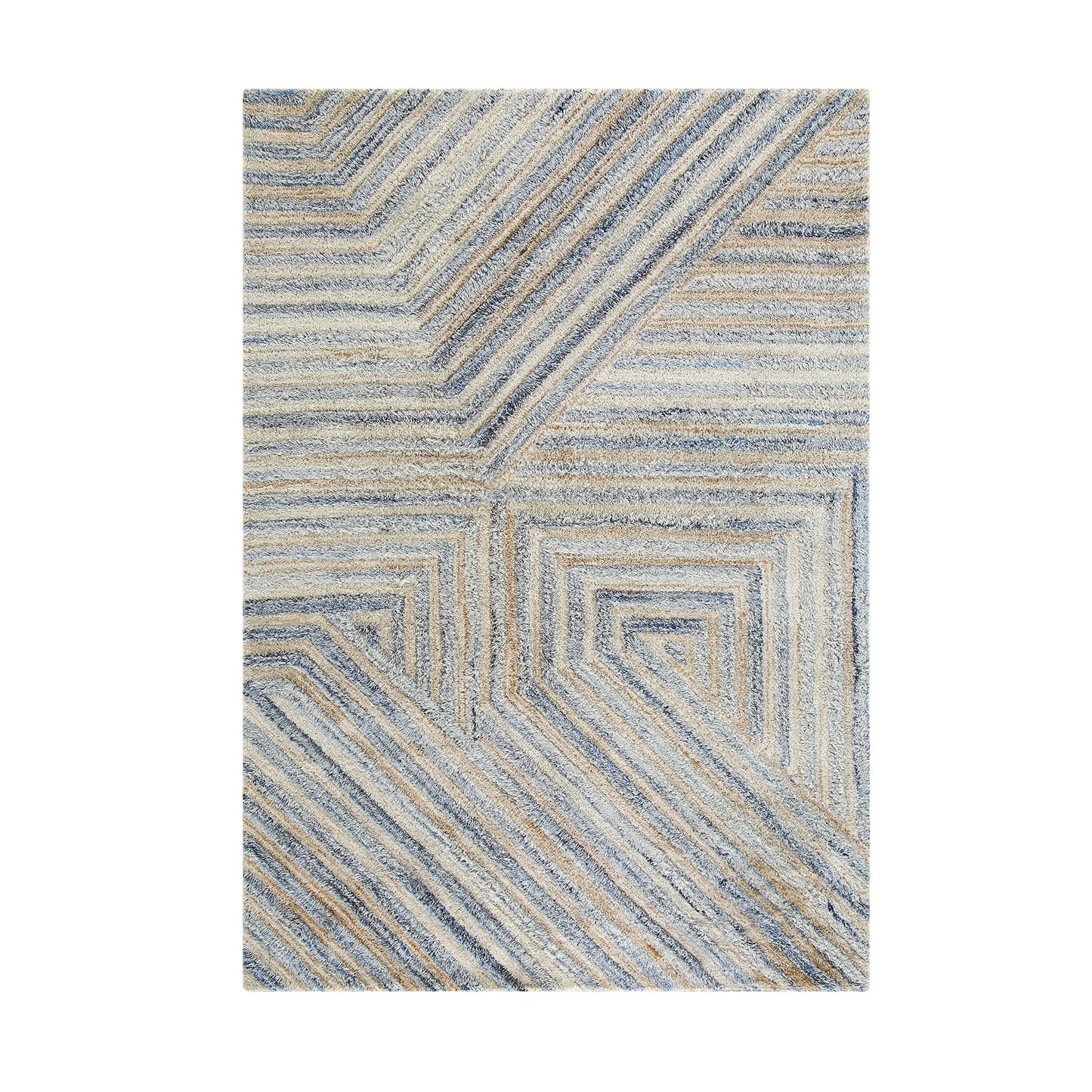 Tapis rectangulaire en laine de Nouvelle-Zélande touffeté à la main Nimbus Blue