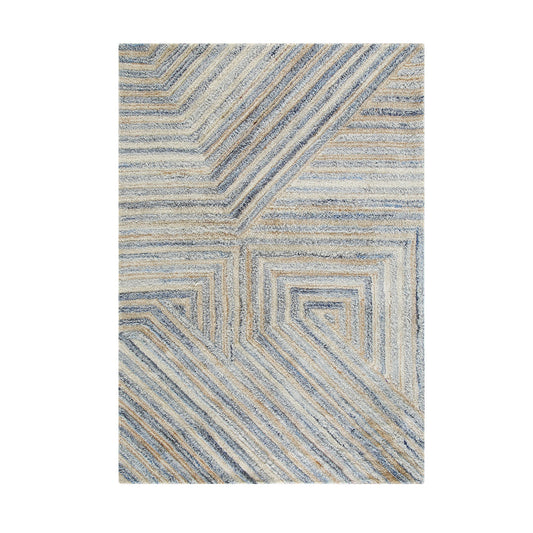 Tapis rectangulaire en laine de Nouvelle-Zélande touffeté à la main Nimbus Blue