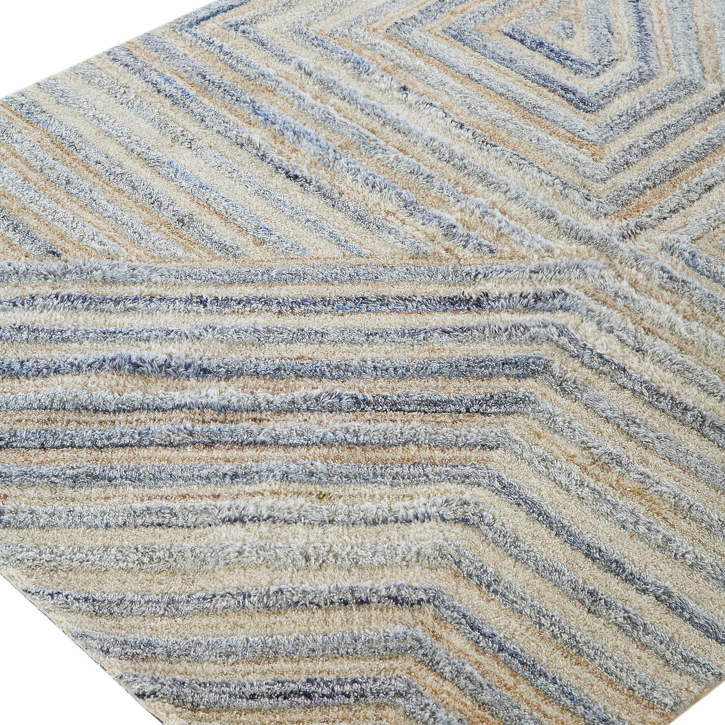 Tapis rectangulaire en laine de Nouvelle-Zélande touffeté à la main Nimbus Blue