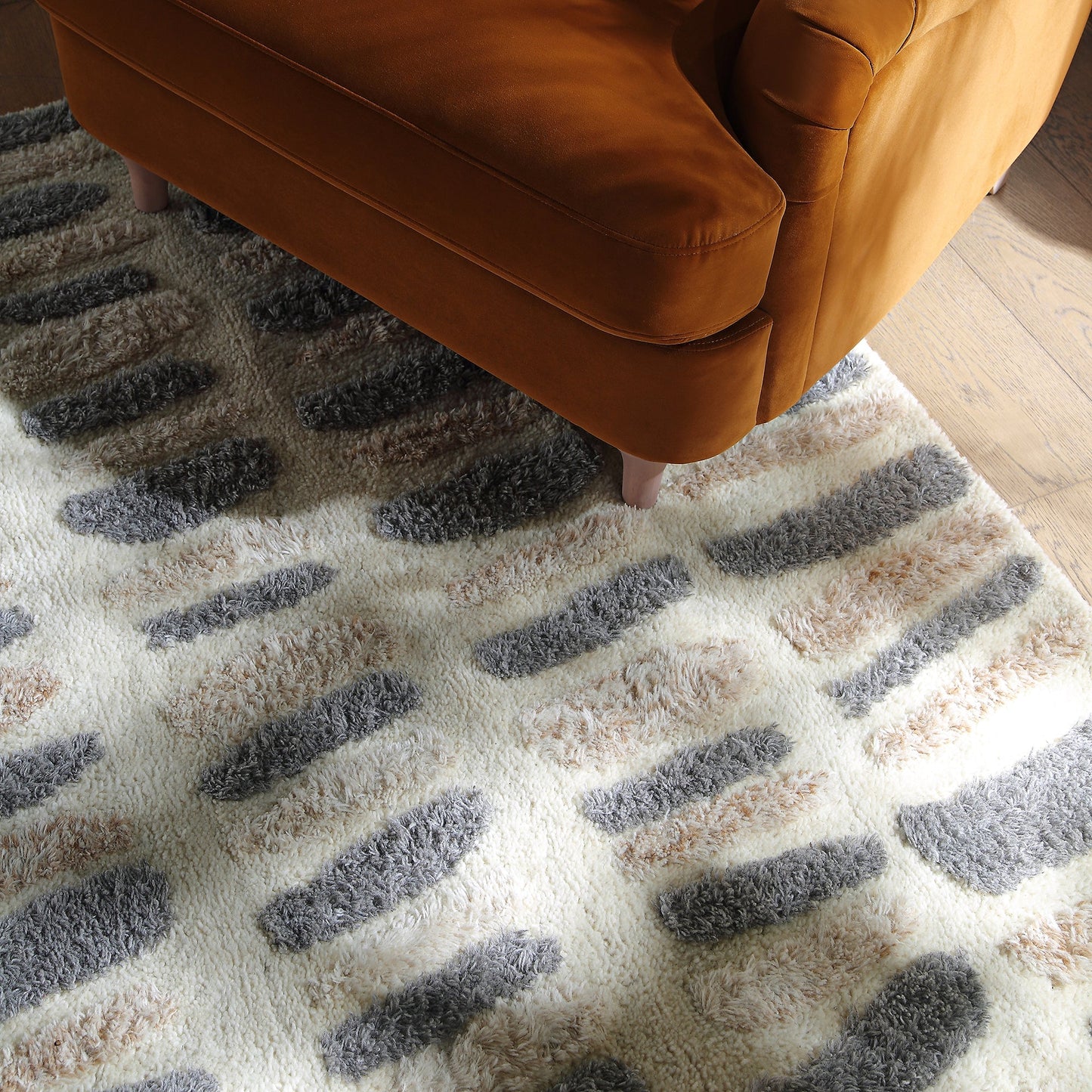 Tapis rectangulaire en laine de Nouvelle-Zélande touffeté à la main Pebble