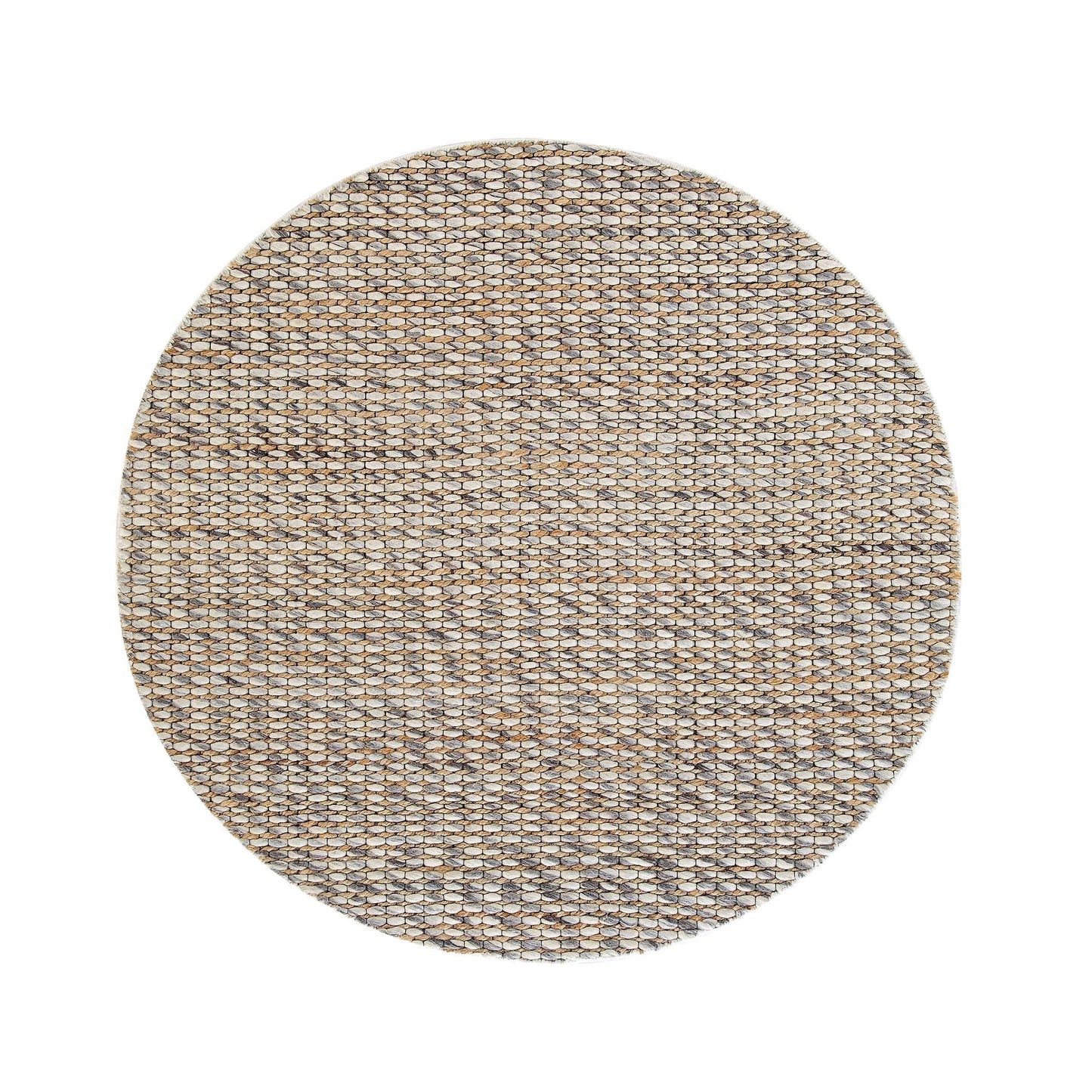 Tapis rond tressé à la main en laine et jute panachées du Kerala