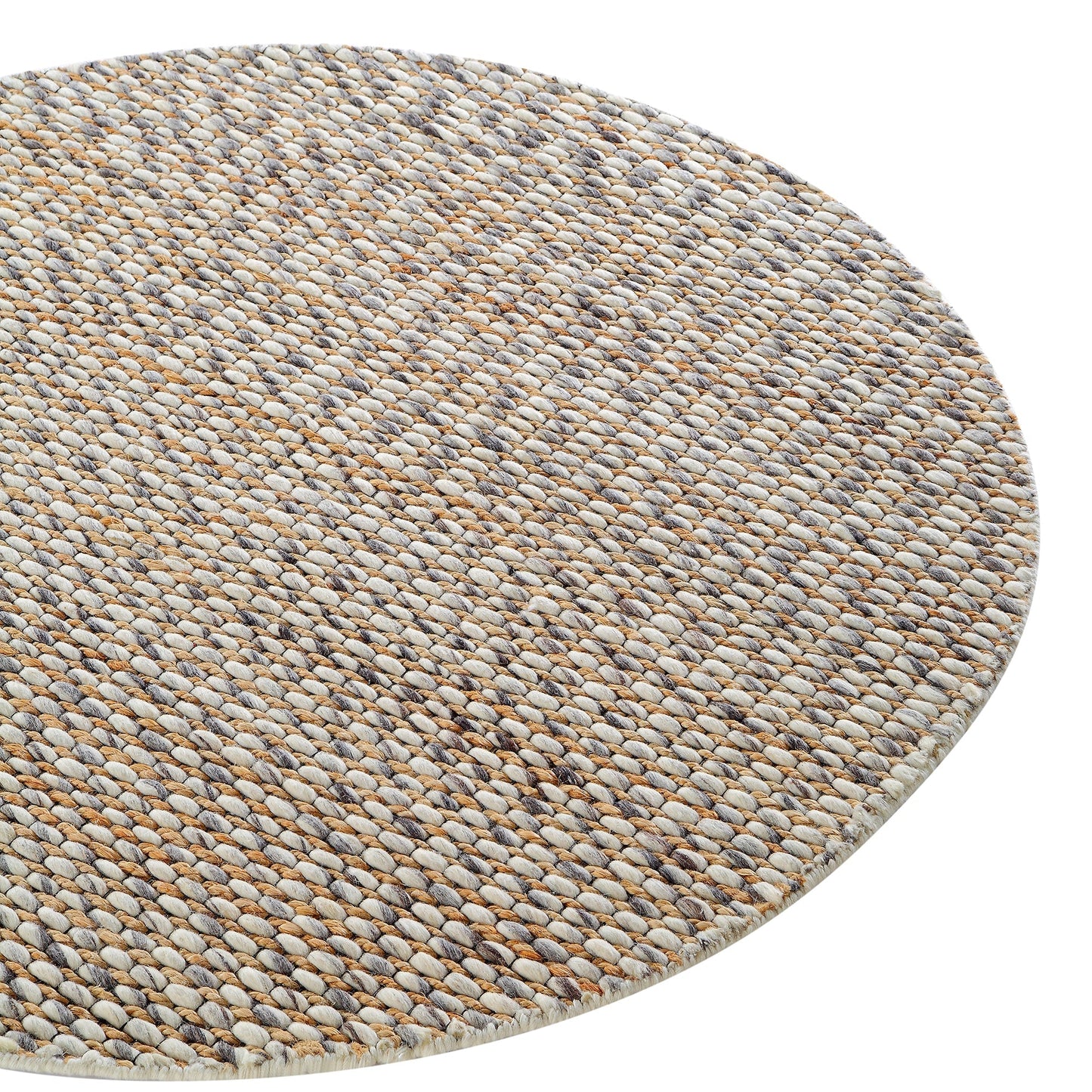 Tapis rond tressé à la main en laine et jute panachées du Kerala
