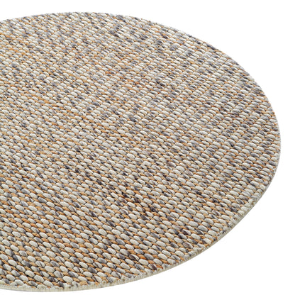 Tapis rond tressé à la main en laine et jute panachées du Kerala