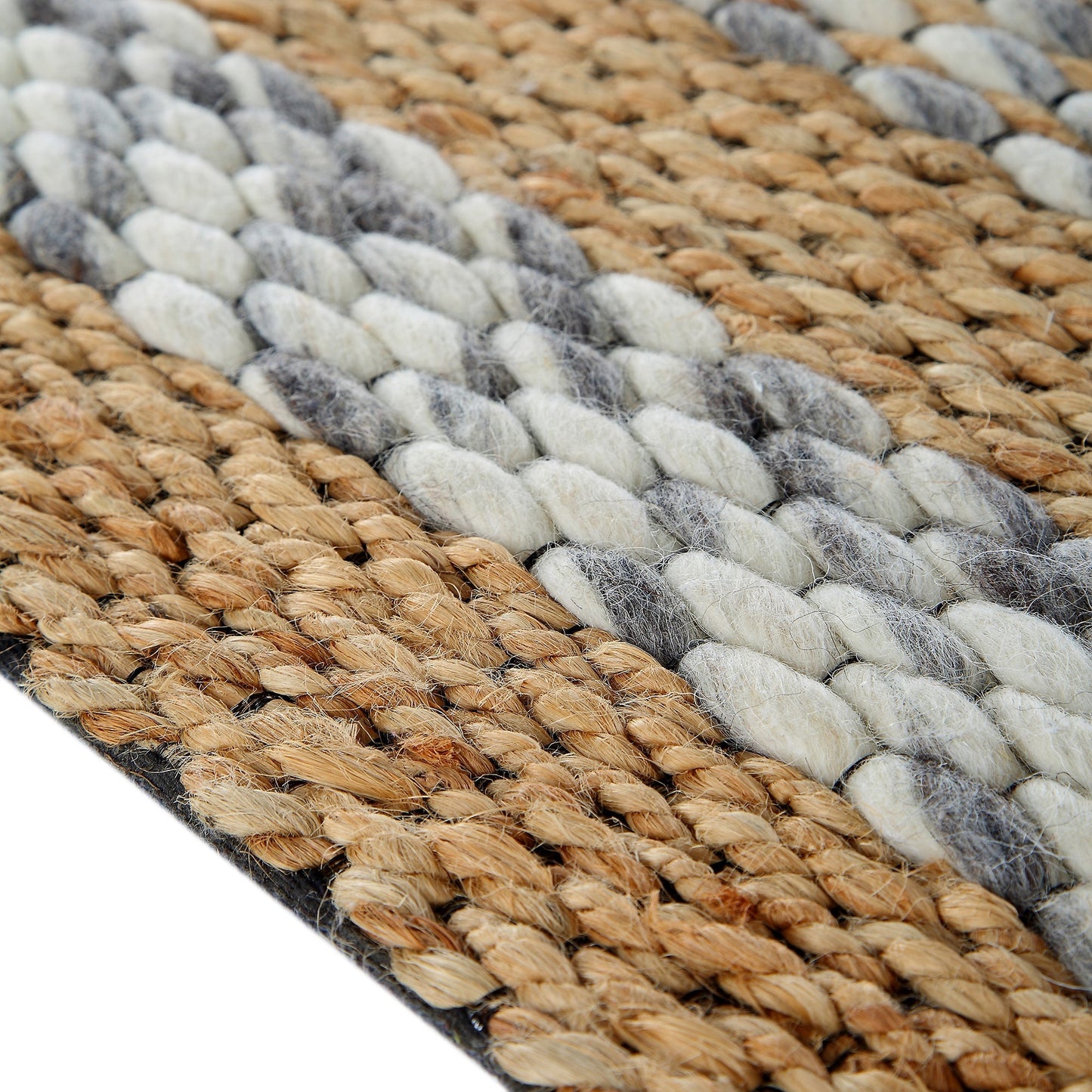 Tapis tressé à la main en laine et jute panachées du Kerala