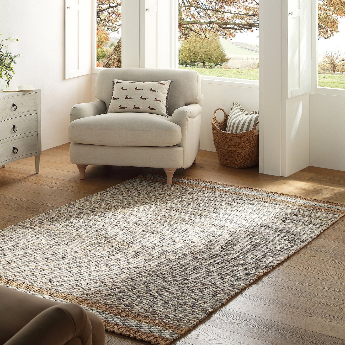 Tapis tressé à la main en laine et jute panachées du Kerala