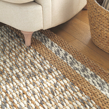 Tapis tressé à la main en laine et jute panachées du Kerala