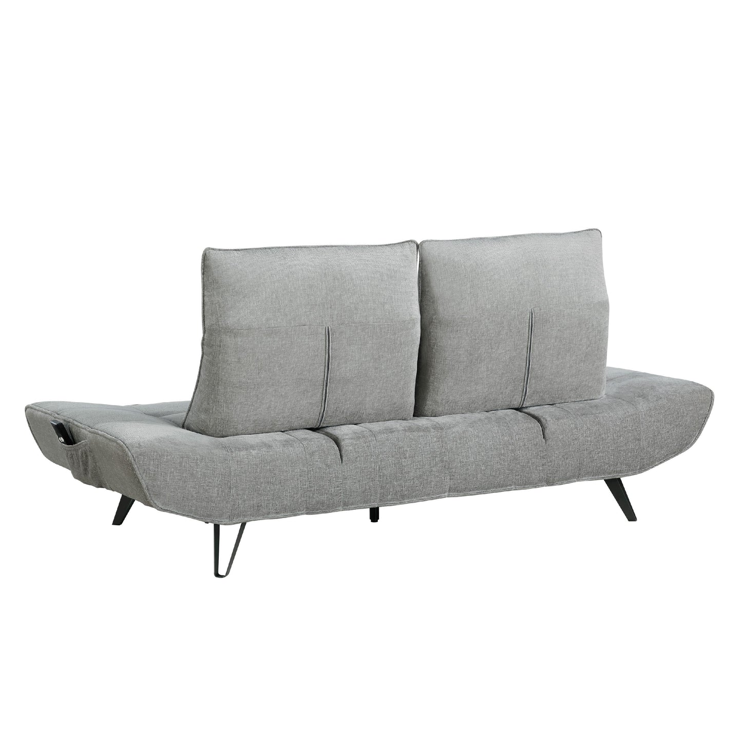 Canapé inclinable électrique à profondeur réglable Kyan, 2 coussins, chenille grise