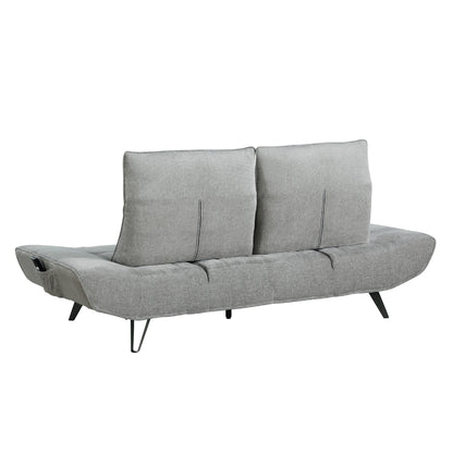Canapé inclinable électrique à profondeur réglable Kyan, 2 coussins, chenille grise