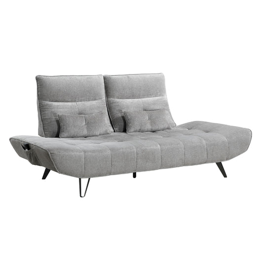 Canapé inclinable électrique à profondeur réglable Kyan, 2 coussins, chenille grise