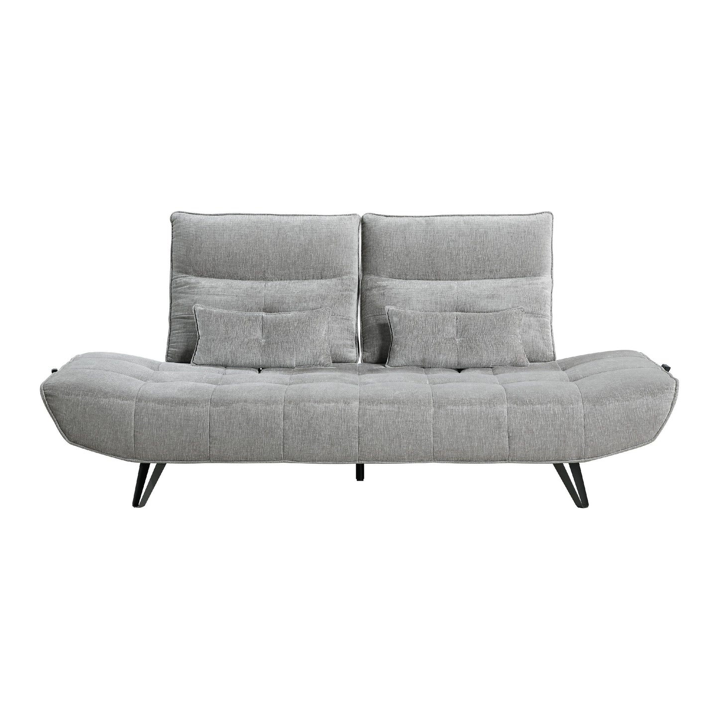 Canapé inclinable électrique à profondeur réglable Kyan, 2 coussins, chenille grise