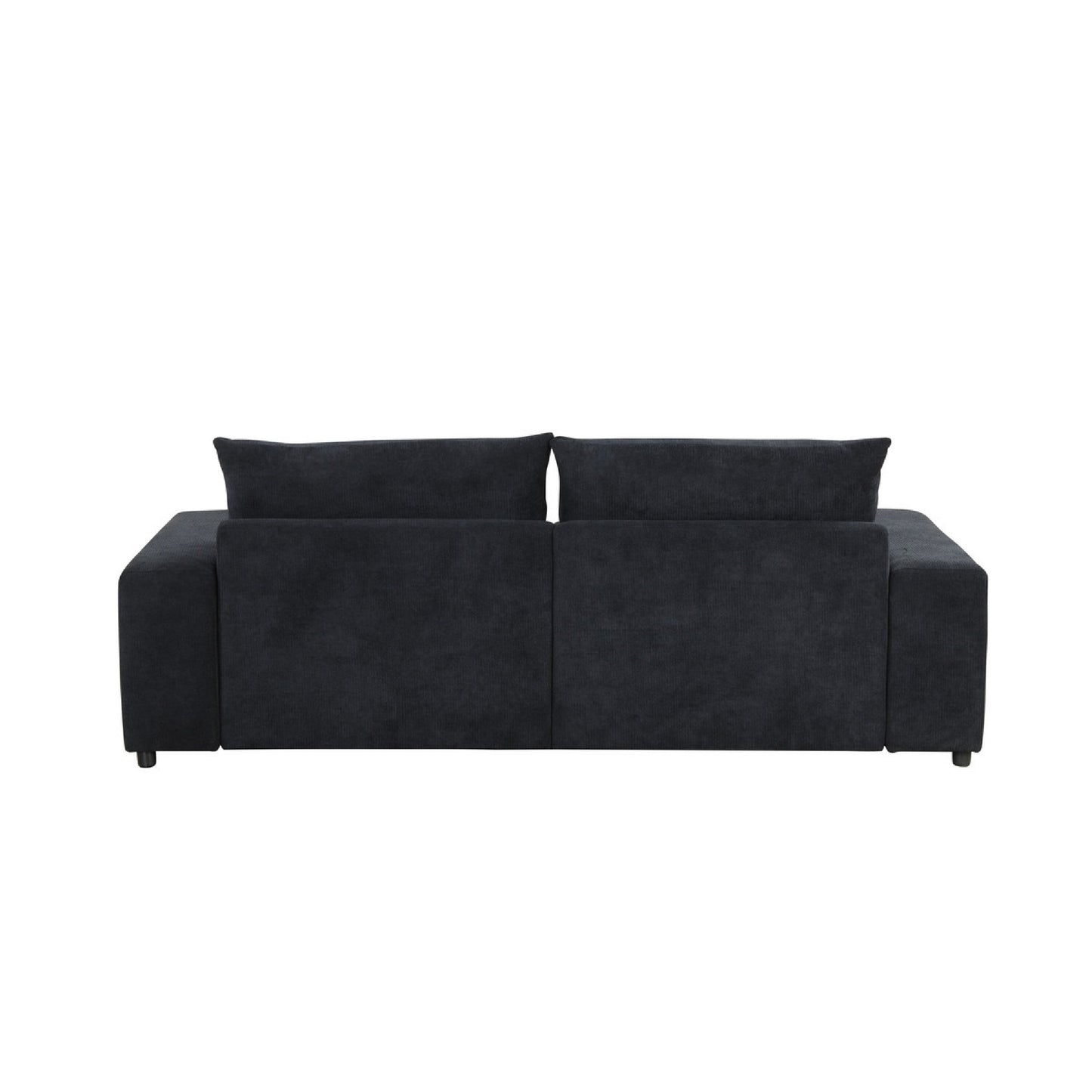 Canapé-lit surdimensionné Leena avec 2 coussins décoratifs, tissu noir, 223 cm