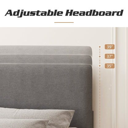 Cadre de lit plateforme rembourré réglable Lifezone pour lit queen size