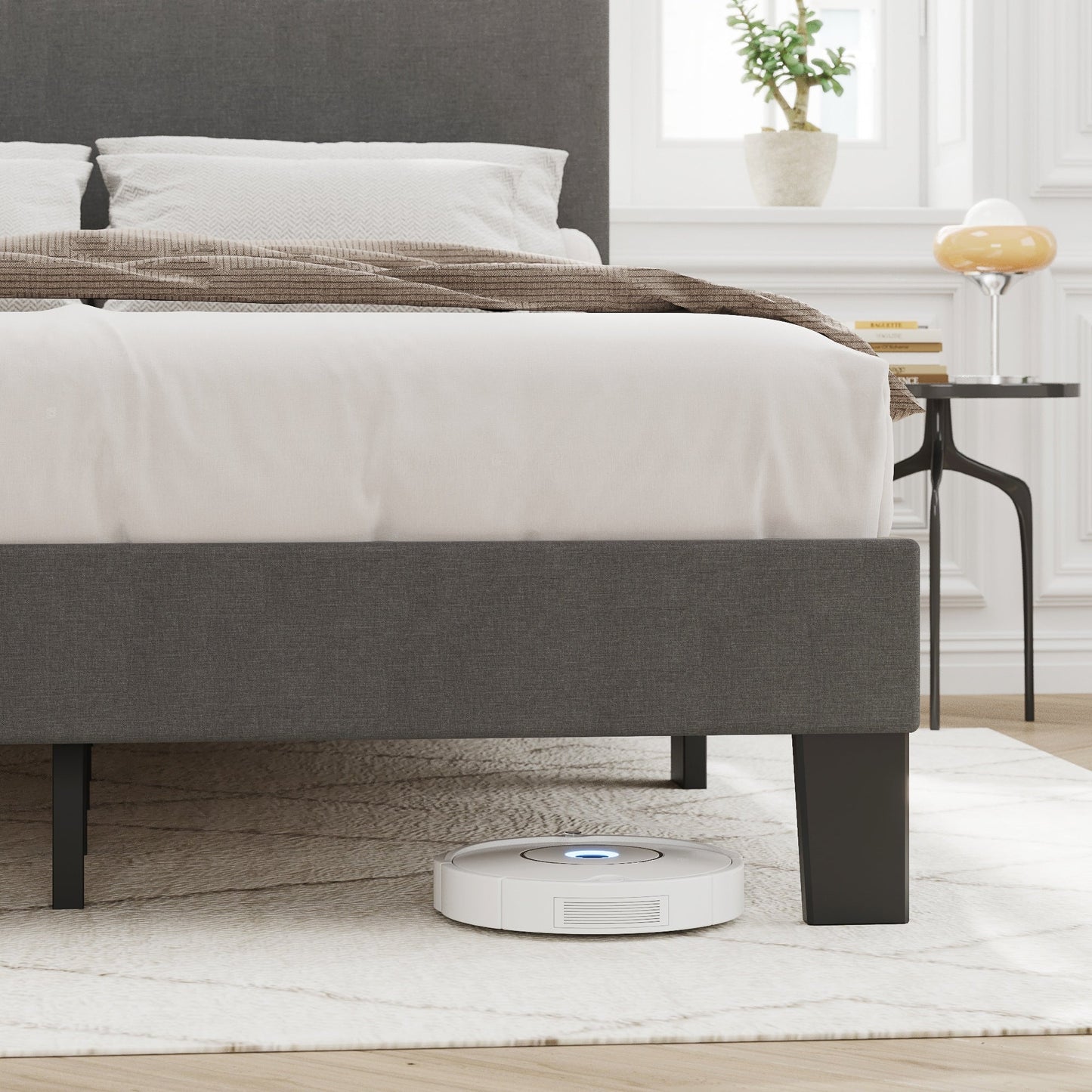 Cadre de lit plateforme rembourré réglable Lifezone pour lit queen size