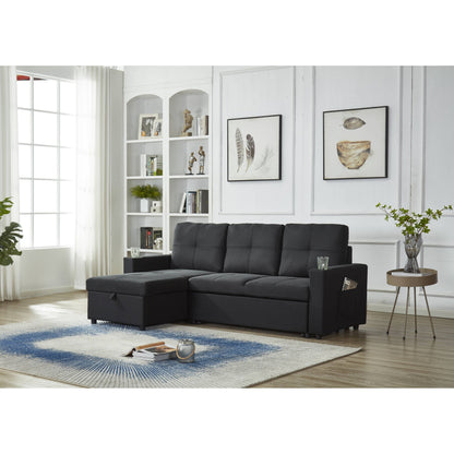 Canapé sectionnel en lin, chaise longue réversible avec lit gigogne