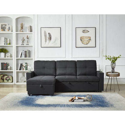 Canapé sectionnel en lin, chaise longue réversible avec lit gigogne