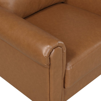 Canapé Lo avec accoudoirs roulés, similicuir marron style milieu de siècle, 79 pouces