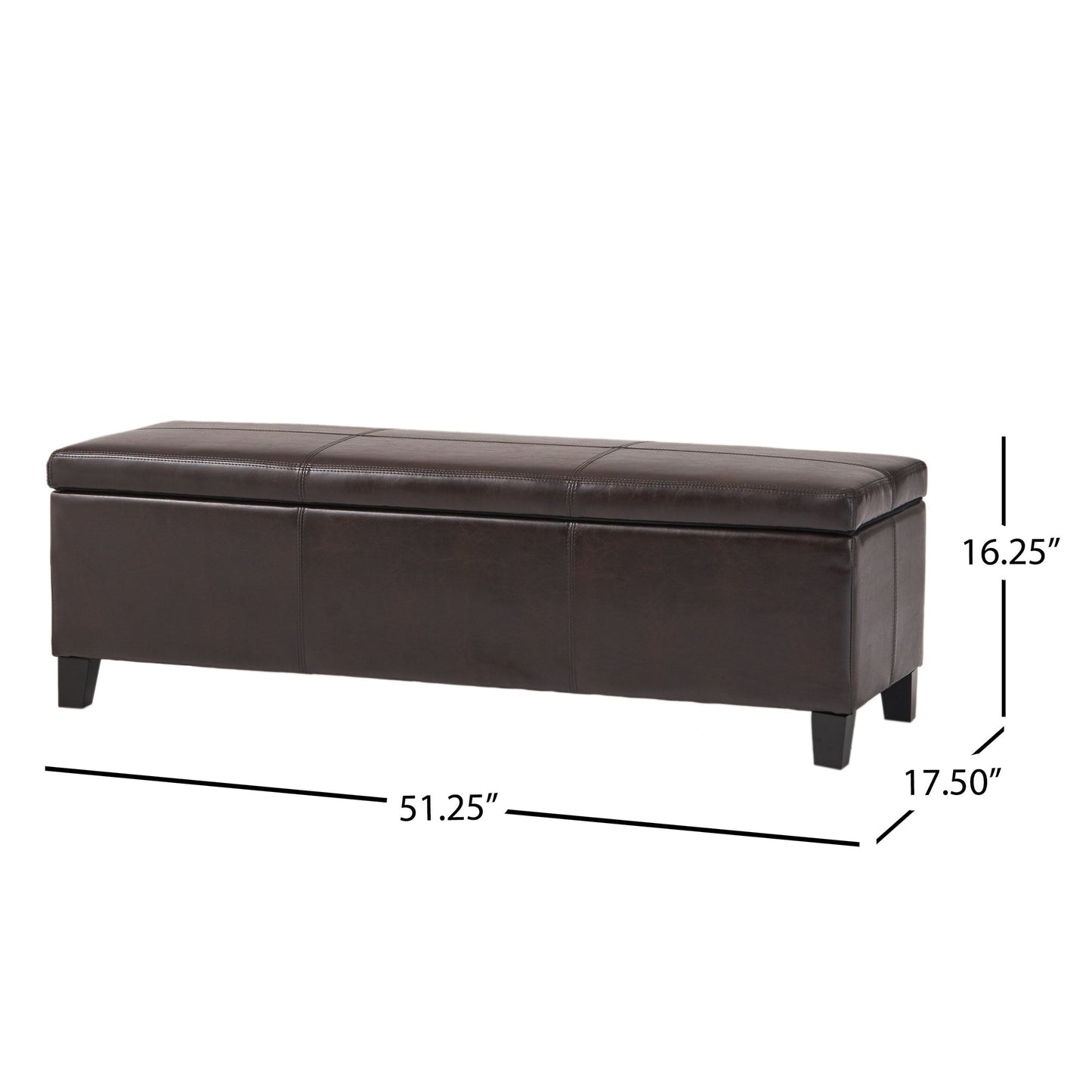 Banc de rangement Lucinda en similicuir de Christopher Knight Home - 51,25 cm L x 17,50 cm l x 16,25 cm H