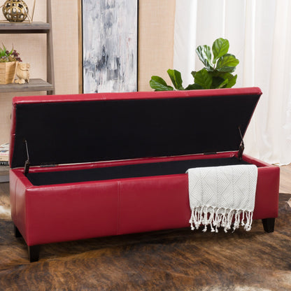 Banc de rangement Lucinda en similicuir de Christopher Knight Home - 51,25 cm L x 17,50 cm l x 16,25 cm H