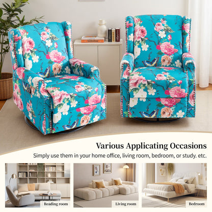 Ensemble de 2 fauteuils inclinables pivotants à bascule de 74 cm (29 po) de largeur, à dossier inclinable manuel.