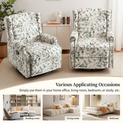 Ensemble de 2 fauteuils inclinables pivotants à bascule de 74 cm (29 po) de largeur, à dossier inclinable manuel.