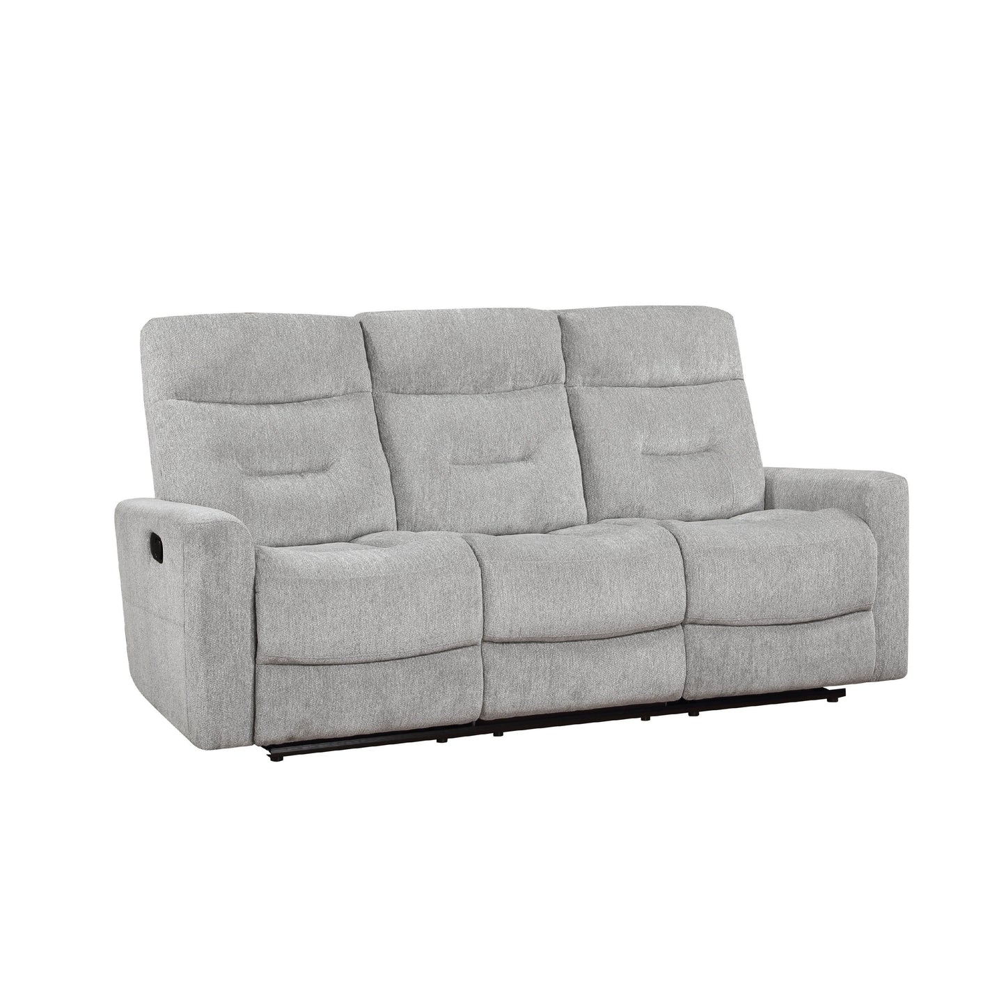 Canapé inclinable double manuel Lyns, chenille grise douce, 81 pouces